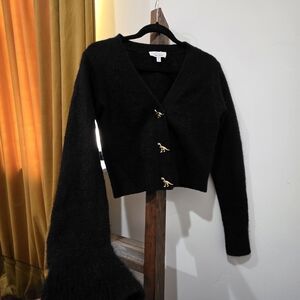 & Other Stories Black Cardigan with Gold Buttons
